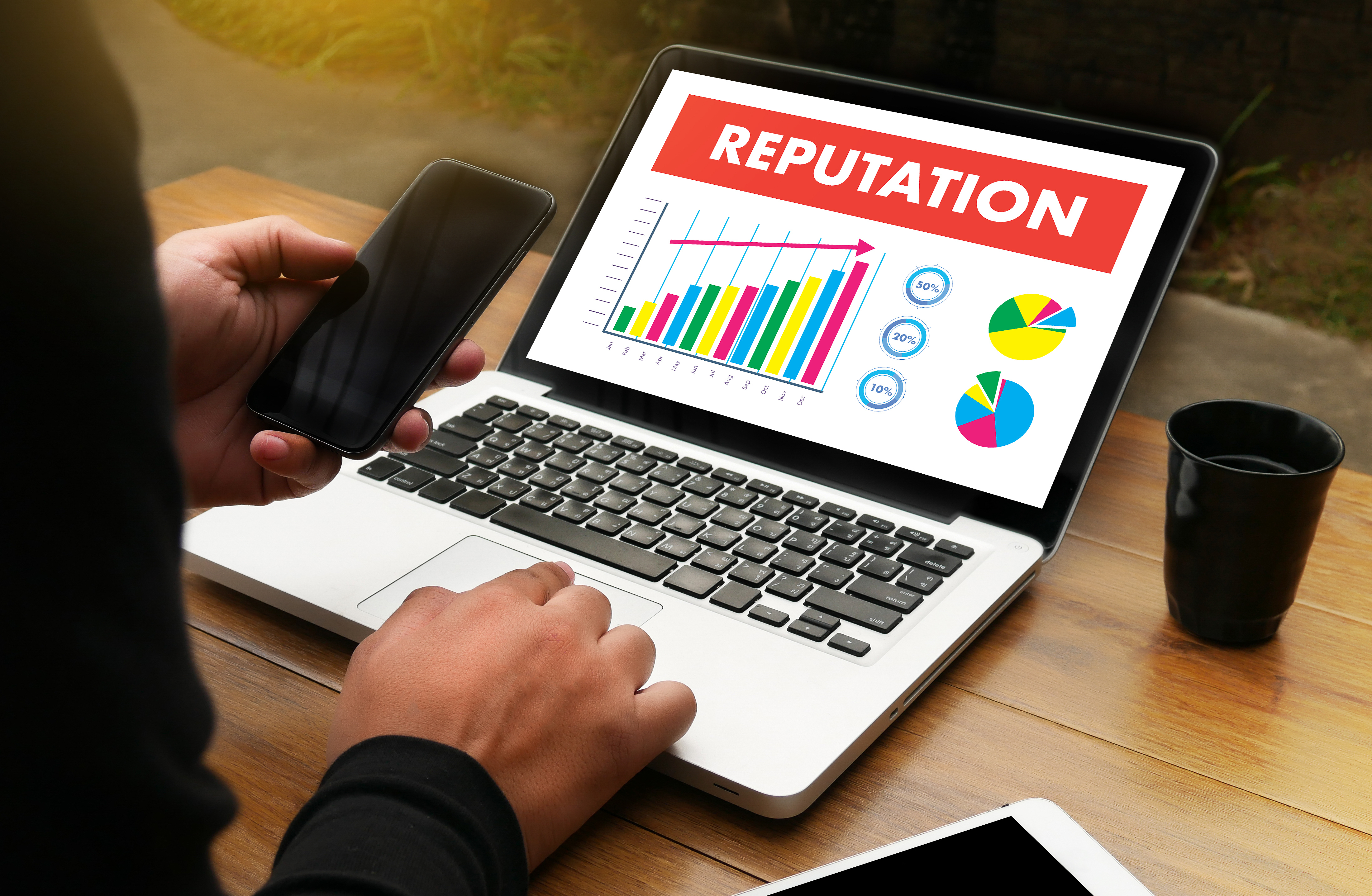 Mobile and laptop user's reputation monotonically increasing.
